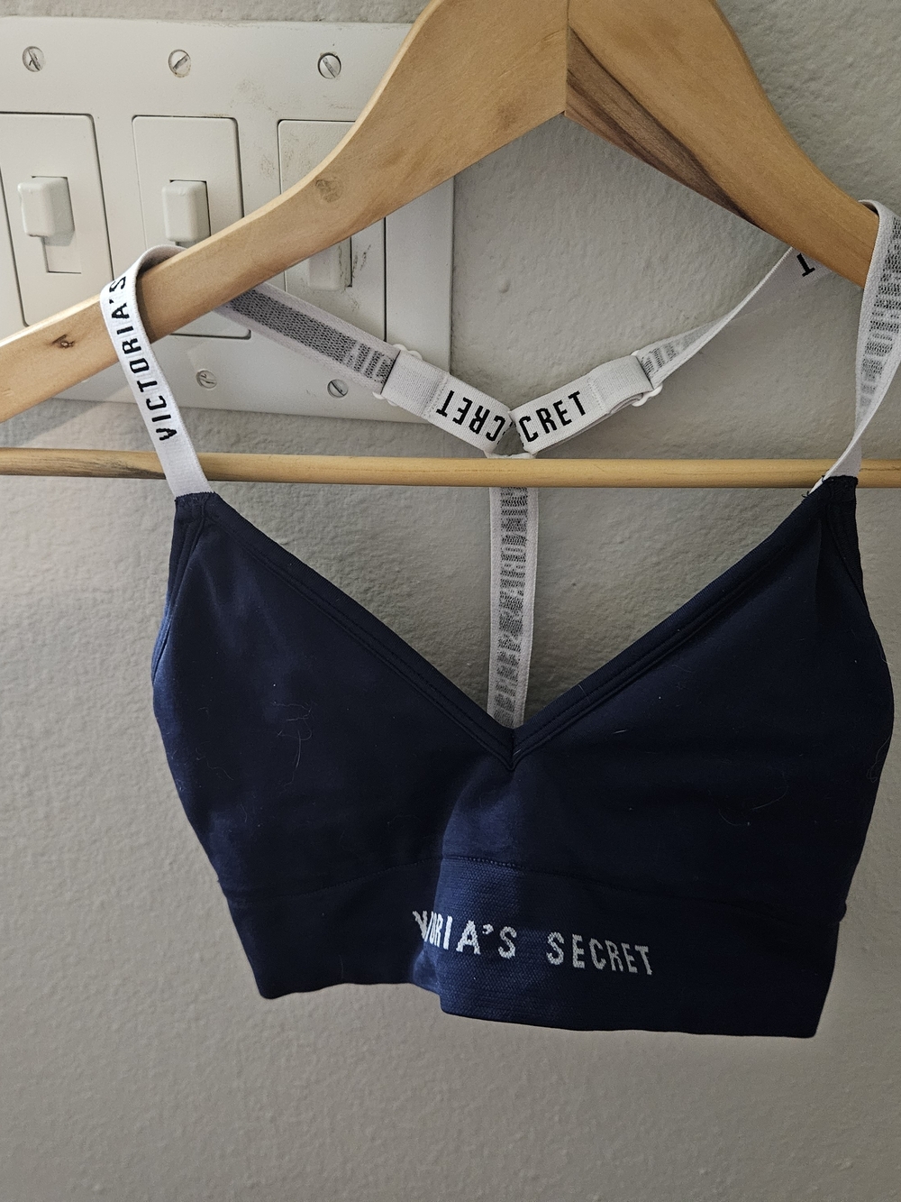 Victoria's Secret Navy Bralette with White Logo Straps